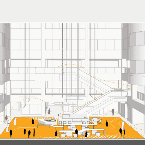 Social gathering platform designed by GRID Architecture Office inside Aftab-e-Fars Complex in Shiraz, Iran.
