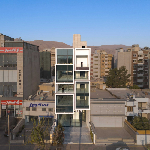 Contemporary façade of 147 COMMERCIAL COMPLEX designed by GRID Architecture Office in Shiraz, Iran.