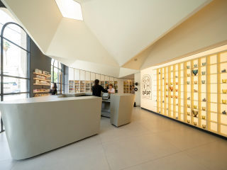 Contemporary storefront of JOOGHAN STORE retail space designed by GRID Architecture Office in Shiraz, Iran.