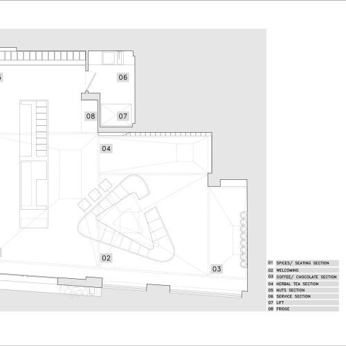 Contemporary storefront of JOOGHAN STORE retail space designed by GRID Architecture Office in Shiraz, Iran.
